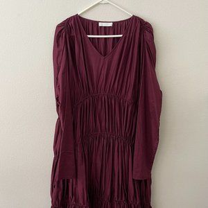 Merlette NYC Ophelia Dress, Burgundy, Size Large